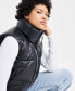 Фото #3 товара Women's Faux-Leather Stand-Collar Puffer Vest