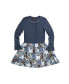 ფოტო #1 პროდუქტის Little Girls PETER FW23 QUILT SOLID AND PRINTED JERSEY DRESS