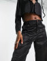 Фото #6 товара Signature 8 satin straight leg cargo trousers in black