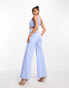 Фото #4 товара Vesper one shoulder wide leg jumpsuit in pale blue