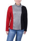 ფოტო #1 პროდუქტის Petite Long Sleeve Colorblocked Top