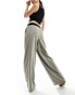 Фото #2 товара Bershka deep waistband wide leg trousers in light brown