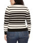 Plus Size Striped Johnny Collar Sweater