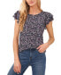Women's Floral-Print Double-Ruffle Sleeve Top