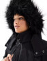 ASOS 4505 Ski Petite water repellent belted ski suit with faux fur hood in black