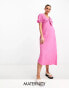 Фото #1 товара Influence Maternity tie front textured midi dress in pink