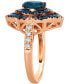 ფოტო #3 პროდუქტის Deep Sea Blue Topaz (1-1/4 ct. t.w.), Multi-Sapphire (3/4 ct. t.w.) & Nude Diamond (1/4 ct. t.w.) Statement Ring in 14k Rose Gold