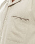 Фото #3 товара Abercrombie & Fitch linen blend stitch edge short sleeve shirt relaxed fit in beige