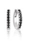 Timeless silver hoop earrings with zircons Ellera SJ-E1066-BK