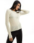 Фото #2 товара Pieces lightweight knitted top with lettuce edging in cream