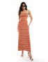 Pretty Lavish knit bandeau top co-ord in terracotta stripe