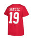 ფოტო #3 პროდუქტის Women's Deebo Samuel Scarlet San Francisco 49ers Plus Size Player Name and Number V-Neck T-shirt