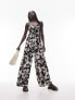 Topshop printed lace up jumpsuit in mono floral 34 - фото #3