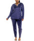 Фото #1 товара Women's 2-Pc. Velour Henley Pajamas Set