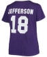 ფოტო #2 პროდუქტის Women's Plus Size Justin Jefferson Purple Minnesota Vikings Name Number V-Neck T-shirt