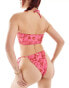 Reclaimed Vintage tie side bikini bottom in pink print