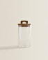 Borosilicate glass and wood storage jar