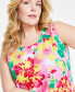 Фото #4 товара Plus Size 100% Linen Printed Midi Tank Dress, Created for Macy's