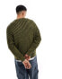 ASOS DESIGN knitted jumper in plated rib in khaki