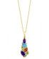 ფოტო #1 პროდუქტის EFFY® Multi-Gemstone (2-3/4 ct. t.w.) & Diamond (1/20 ct. t.w.) Elongated Cluster 18" Pendant Necklace in 14k Gold