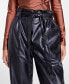 Фото #4 товара Women's Faux-Leather Paperbag Pants, Created for Macy's