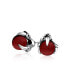 ფოტო #1 პროდუქტის Gothic Punk Rocker Biker Jewelry Red Translucent Ball Orb Dragon Claw Stud Earrings For Men For Women Stainless Steel