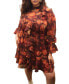 ფოტო #1 პროდუქტის Plus Size Mock Neck Ruffle Mini Dress