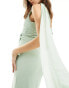 Фото #2 товара TFNC Bridesmaid chiffon fallen shoulder maxi dress with drape detail in fresh mint