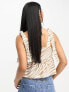 ASOS DESIGN tie strap sun top with pephem in neutral zebra print