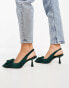 ASOS DESIGN Wide Fit Scarlett bow detail mid heeled shoes in green