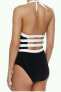 Фото #2 товара Jets Classique Two Tone Strappy Womens Swimwear Striped Black One Piece Size 6