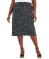 Plus Size Dot-Print Pull-On Midi Skirt