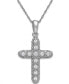 ფოტო #1 პროდუქტის Diamond Cross Pendant Necklace in 14k White Gold (1/8 ct. t.w.)