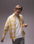 Topman long sleeve super oversized check shirt with embroidery in yellow Желтый, M - Chest 40 - фото #1