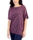 Фото #1 товара Women's Printed Boat-Neck Split-Sleeve Top, Created for Macy's