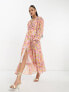 Фото #3 товара Вечернее платье Miss Selfridge – Макси платье из шифона с оборками и ярким цветочным узором
