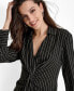 Women's Striped Twist-Front Collared Dress черная слоновая кость, 8 - фото #6