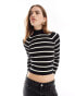 Stradivarius ribbed jumper in black & white stripe