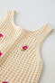 Embroidered crochet knit top