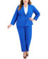 Plus Women's Notched-Lapel Blazer Pants Suit