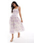 ASOS DESIGN maxi tiered floral occasion dress with frill detail in lilac and white floral lila geblümt, 42 - фото #1