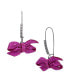 Faux Stone Pave Bow Dangle Earrings Pink, Hematite - фото #1