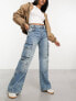 Фото #4 товара Cotton:On cargo wide leg jeans in vintage wash blue