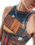 COLLUSION mesh vest with city scape in shrunken fit