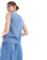 Фото #4 товара Vero Moda tie side top co-ord in medium blue chambray