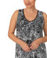 ფოტო #4 პროდუქტის Plus Size Printed V-Neck Midi Nightgown