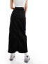 JDY high waisted denim maxi skirt in black