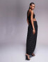 ASOS DESIGN one shoulder studded embellished column maxi dress in black