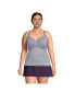 Фото #3 товара Women's Plus Size V-Neck Wrap Underwire Tankini Swimsuit Top Adjustable Straps