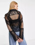 Reclaimed Vintage inspired spliced lace shirt in black